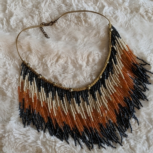 Free People Beaded Fringe Necklace - Picture 2 of 2